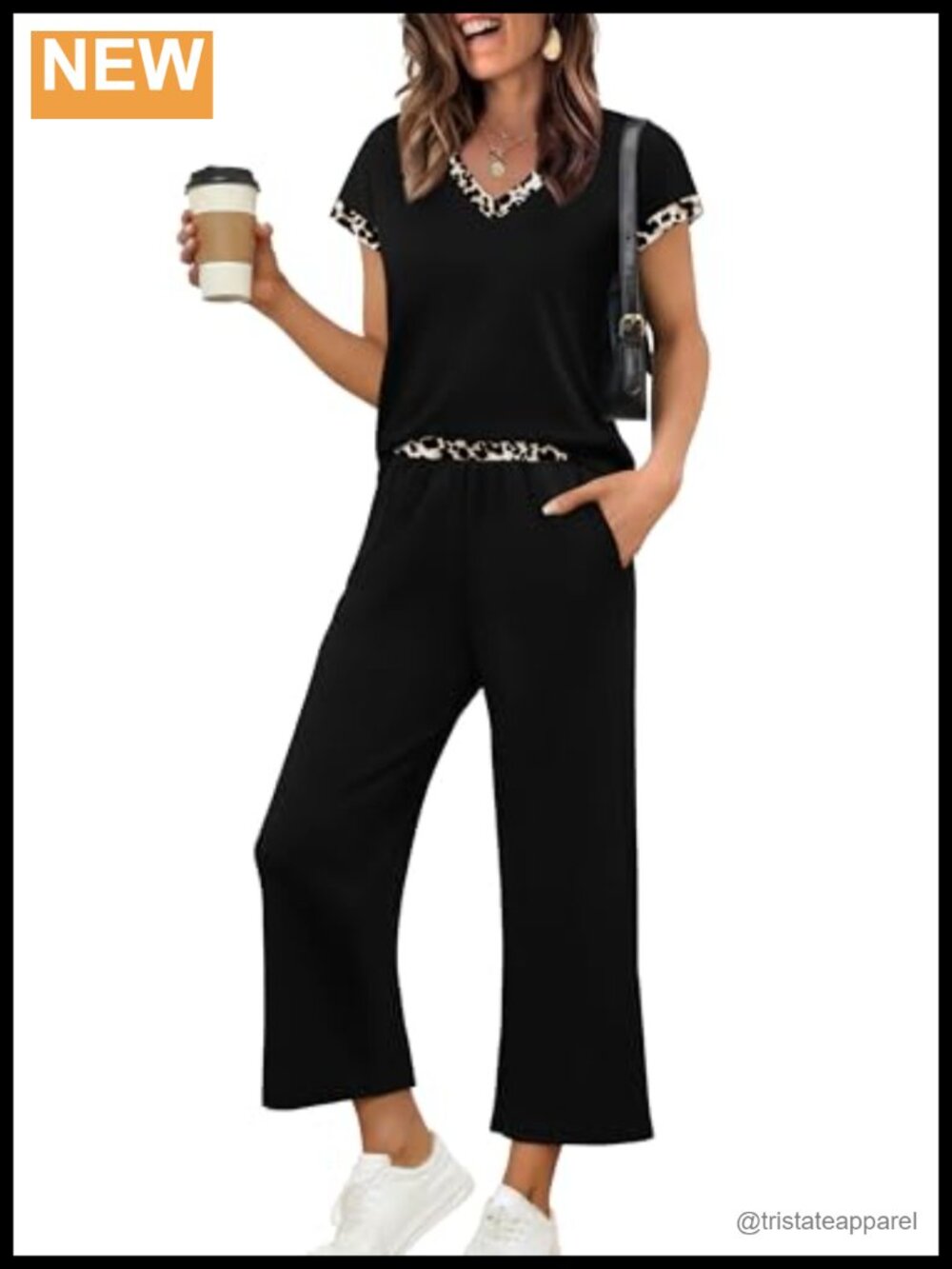 Two Piece Lounge Set Cap Sleeve Wide Leg Pants Travel Matching Set